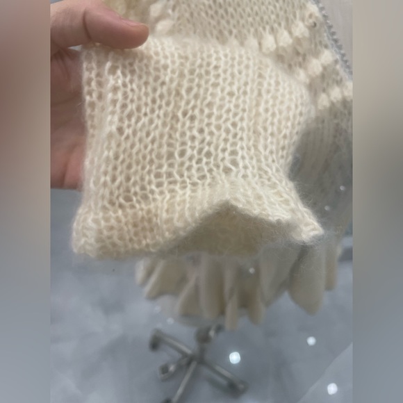 MOHAIR BEIGE SWEATER CARDIGAN WITH JEWELS SIZE MEDIUM - Picture 14 of 17